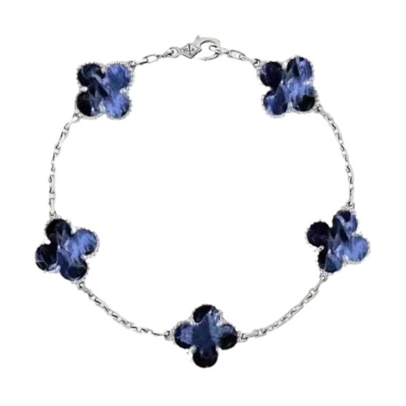 [ECHO ]CLOVER 5 MOTIF PIETERSITE SILVER BRACELET