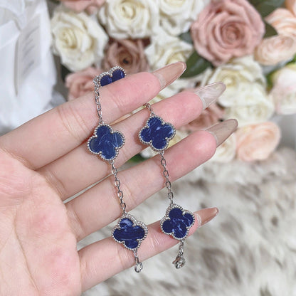 [ECHO ]CLOVER 5 MOTIF PIETERSITE SILVER BRACELET