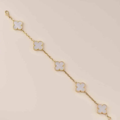 [ECHO ]CLOVER  5 MOTIF WHITE MOP BRACELET