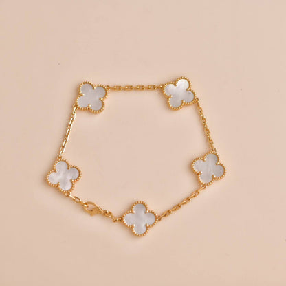 [ECHO ]CLOVER  5 MOTIF WHITE MOP BRACELET