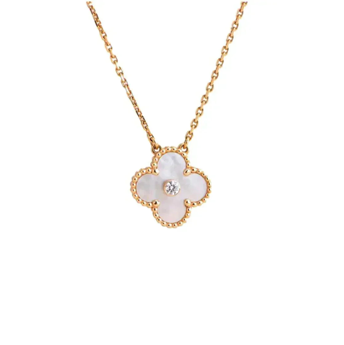 [ECHO ]CLOVER 15MM DIAMOND WHITE FRITILLARIA NECKLACE