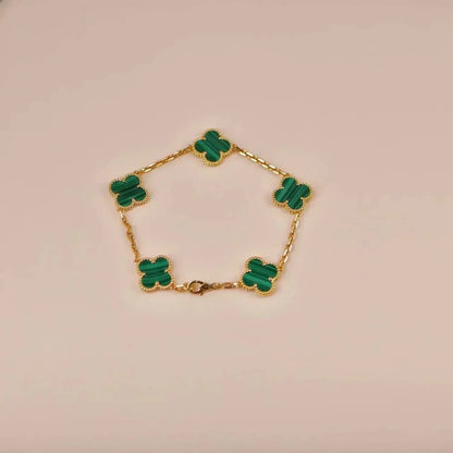 [ECHO ]CLOVER 5 MOTIFS MALACHITE BRACELET