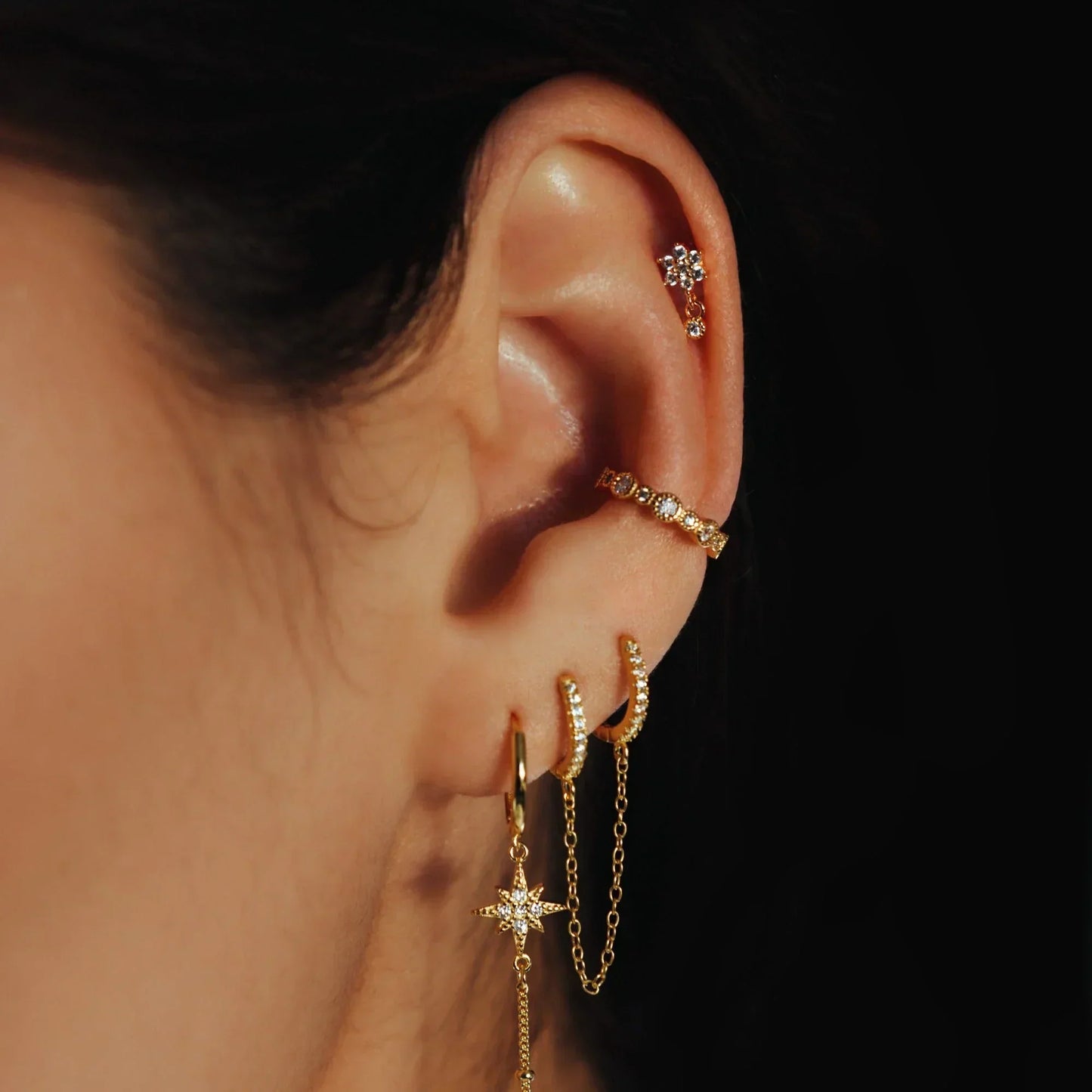 [Echo Fine]Roxanne Round Back Diamond Stud