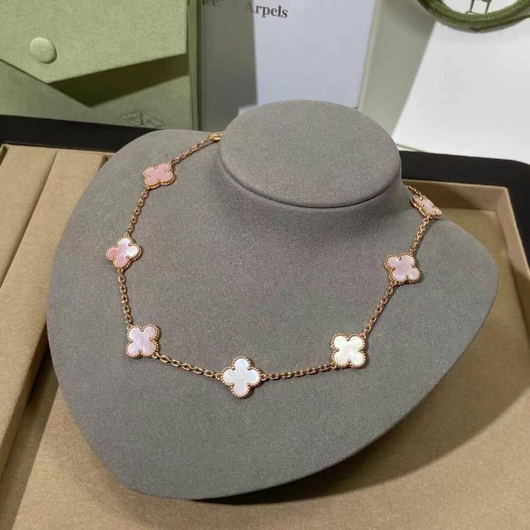 [ECHO ]CLOVER 10 MOTIFS PINK MOP NECKLACE