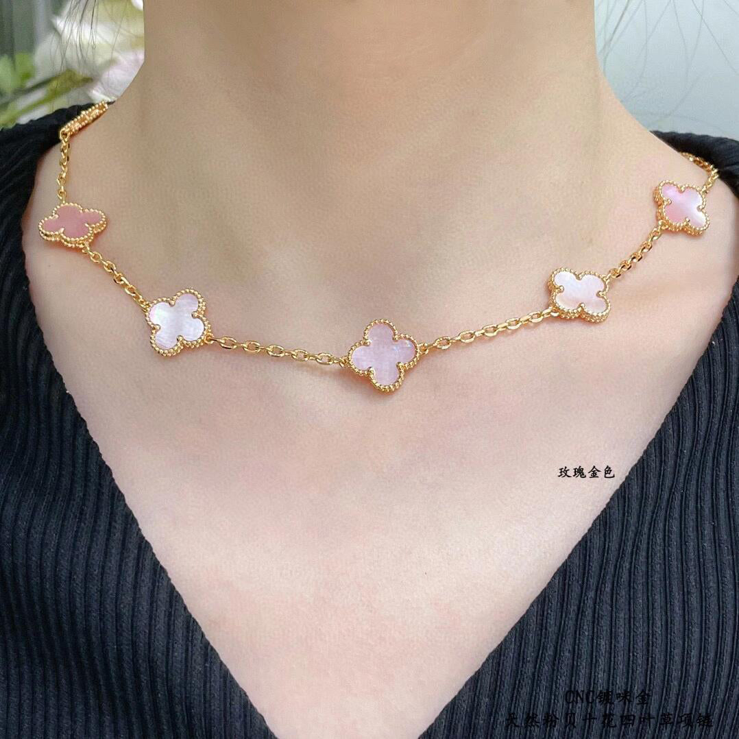 [ECHO ]CLOVER 10 MOTIFS PINK MOP NECKLACE