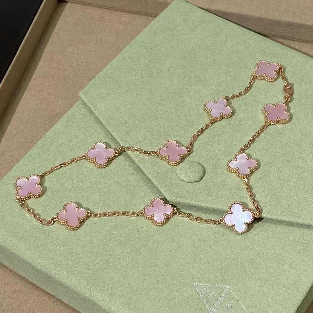 [ECHO ]CLOVER 10 MOTIFS PINK MOP NECKLACE