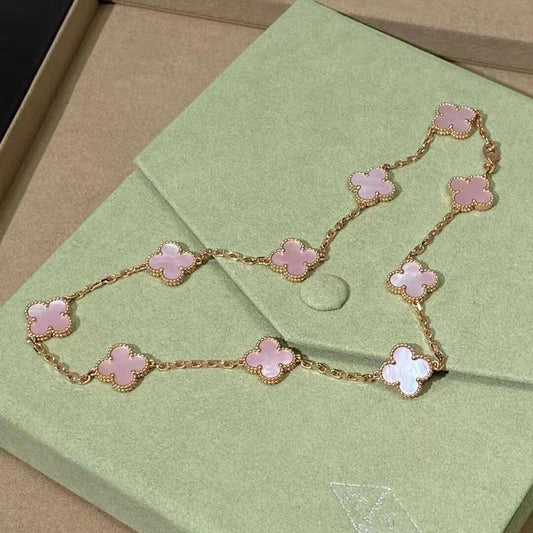 [ECHO ]CLOVER 10 MOTIFS PINK MOP NECKLACE