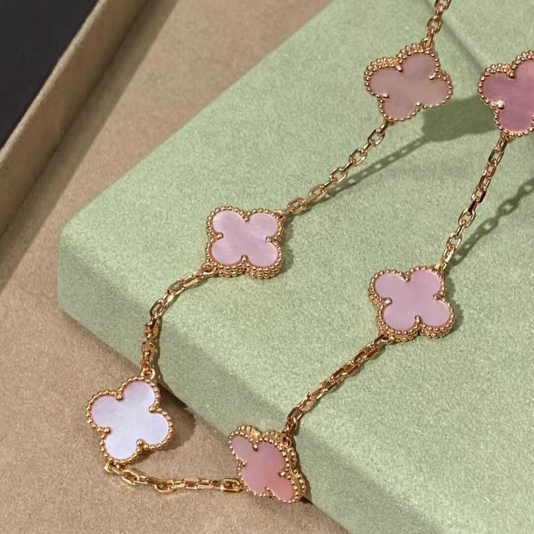 [ECHO ]CLOVER 10 MOTIFS PINK MOP NECKLACE