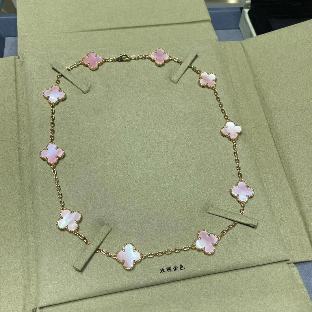 [ECHO ]CLOVER 10 MOTIFS PINK MOP NECKLACE