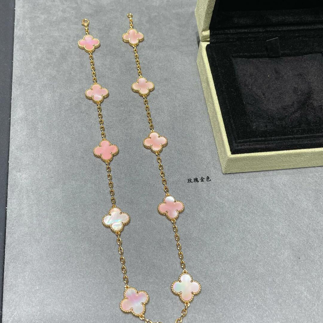 [ECHO ]CLOVER 10 MOTIFS PINK MOP NECKLACE