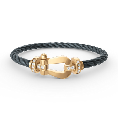 [ECHO ]FORCE LARGE HORSESHOE HALF DIAMOND BRACELET GOLD
