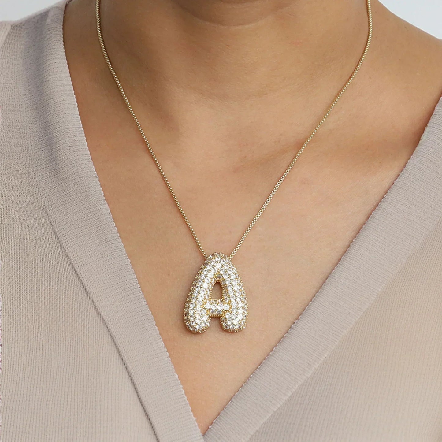 [Echo Fine]Bubble Initial Diamond Necklace