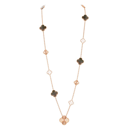 [ECHO]DETACHABLE CLOVER 15(11+4) FLOWER ROSE GOLD NECKLACE SET