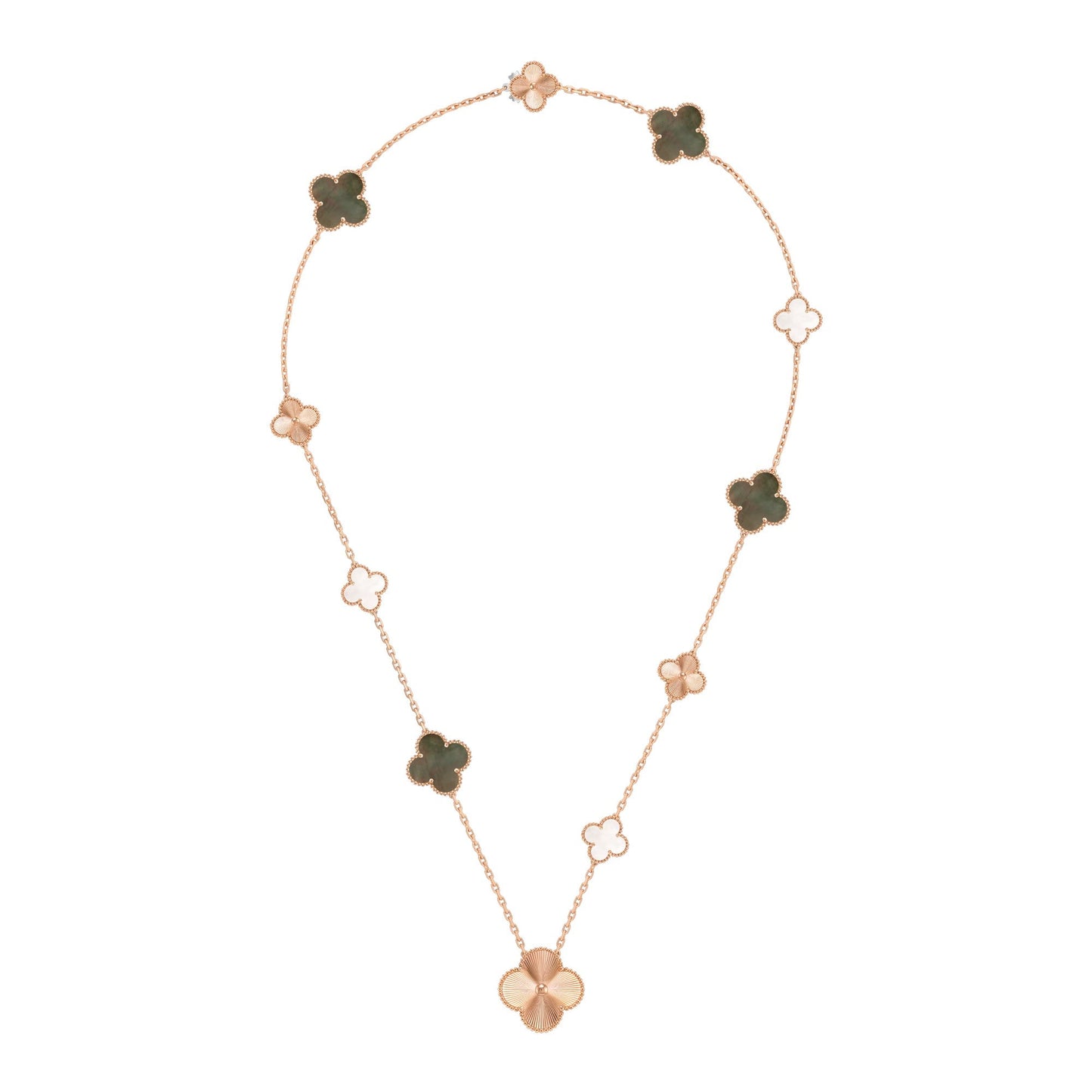 [ECHO]DETACHABLE CLOVER 15(11+4) FLOWER ROSE GOLD NECKLACE SET