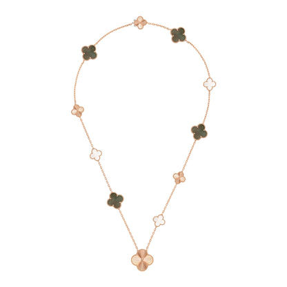 [ECHO]DETACHABLE CLOVER 15(11+4) FLOWER ROSE GOLD NECKLACE SET