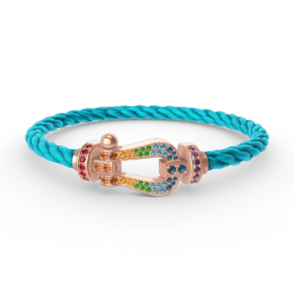 [ECHO ]FORCE LARGE HORSESHOE  COLORED DIAMOND BRACELET ROSE GOLD