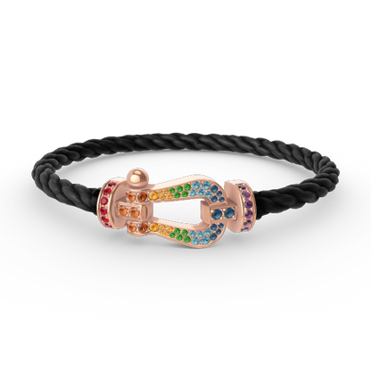 [ECHO ]FORCE LARGE HORSESHOE  COLORED DIAMOND BRACELET ROSE GOLD