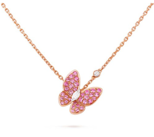 [ECHO ]BUTTERFLY RED DIAMOND ROSE GOLD NECKLACE