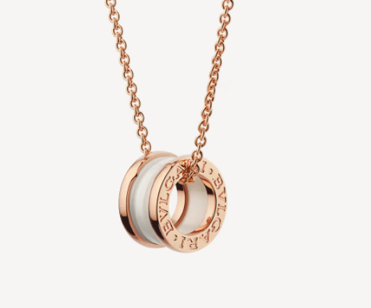 [ECHO ]ZERO 1 WHITE CERAMIC PINK GOLD NECKLACE