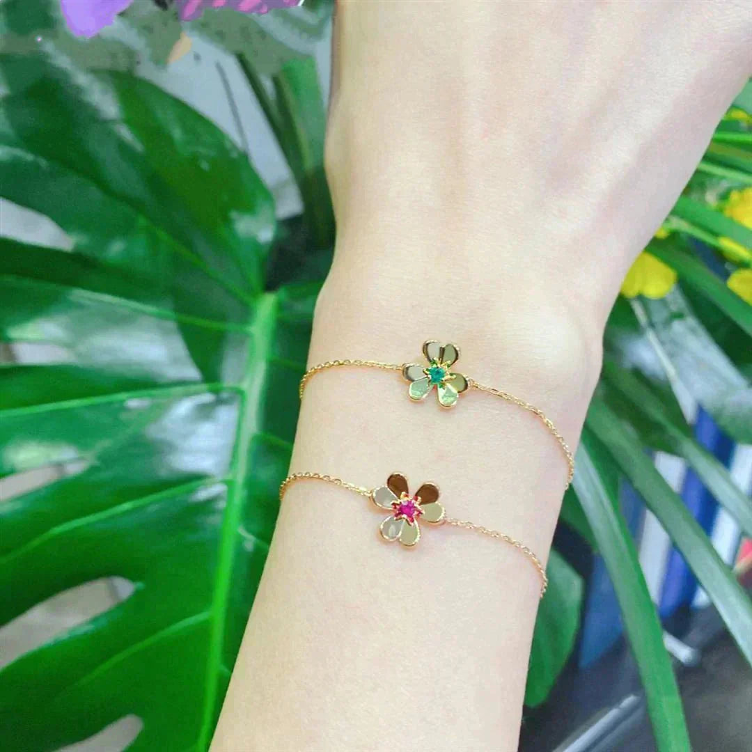 [ECHO ]FRIVOLE GOLD FLOWER PINK MALACHITE BRACELET