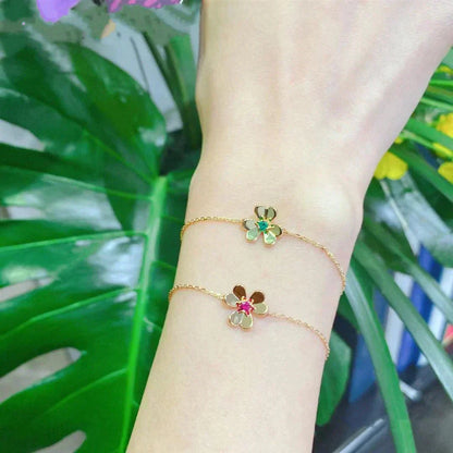 [ECHO ]FRIVOLE GOLD FLOWER PINK MALACHITE BRACELET