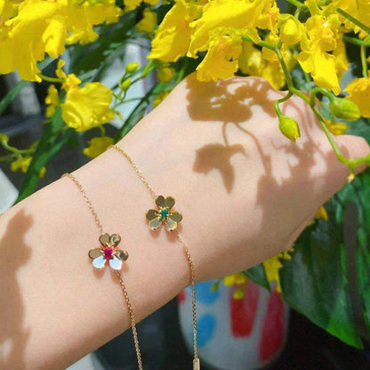 [ECHO ]FRIVOLE GOLD FLOWER PINK MALACHITE BRACELET