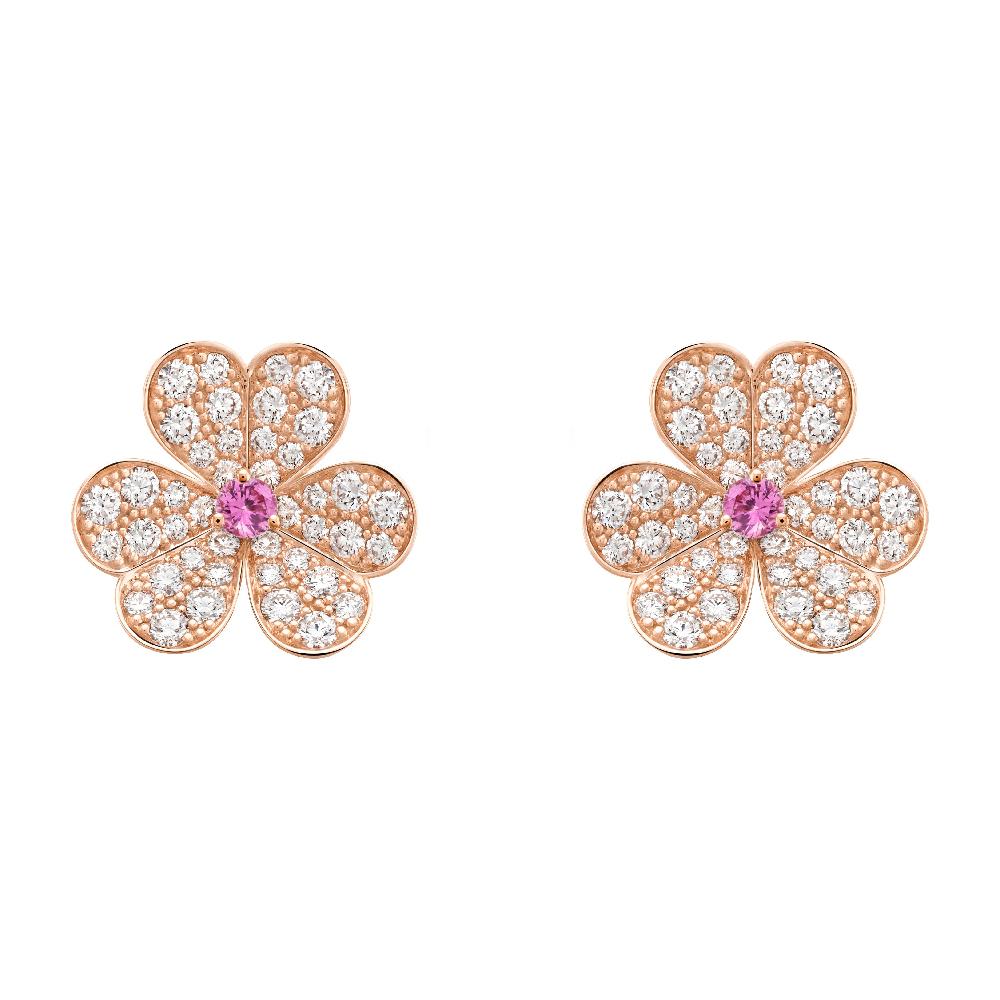 [ECHO ]FRIVOLE PINK GOLD FLOWER DIAMOND EARRINGS