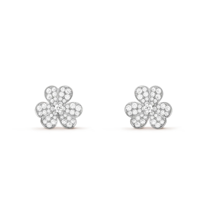 [ECHO ]FRIVOLE SILVER FLOWER DIAMOND EARRINGS