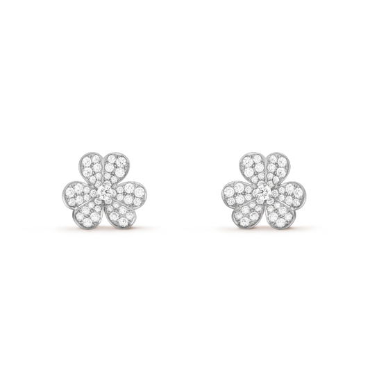 [ECHO ]FRIVOLE SILVER FLOWER DIAMOND EARRINGS