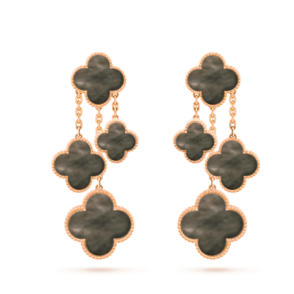 [ECHO ]CLOVER EARRINGS DARK MOP 4 MOTIFS ROSE GOLD