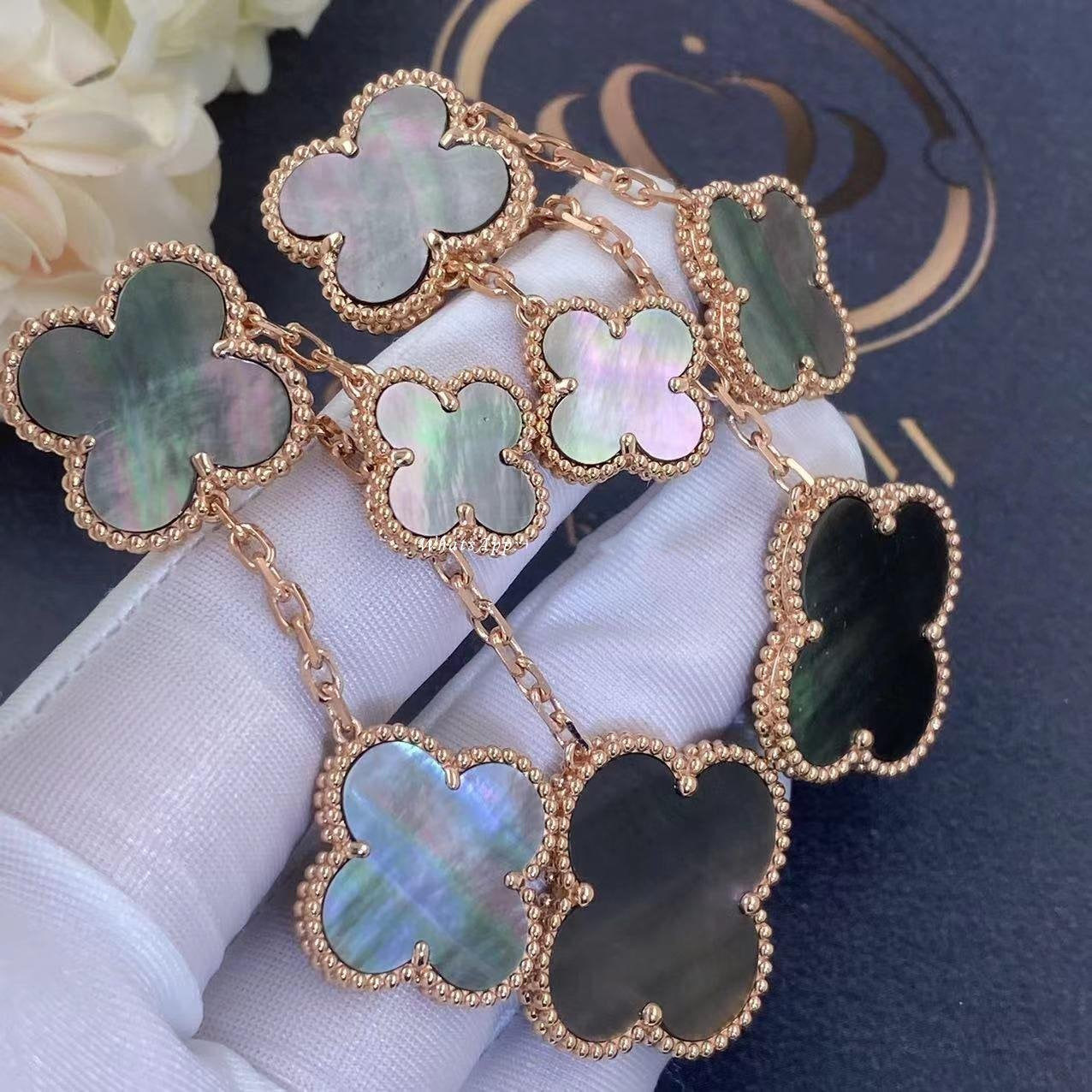 [ECHO ]CLOVER EARRINGS DARK MOP 4 MOTIFS ROSE GOLD