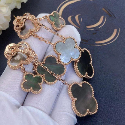 [ECHO ]CLOVER EARRINGS DARK MOP 4 MOTIFS ROSE GOLD