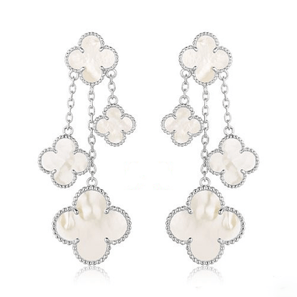 [ECHO ]CLOVER EARRINGS WHITE MOP 4 MOTIFS SILVER