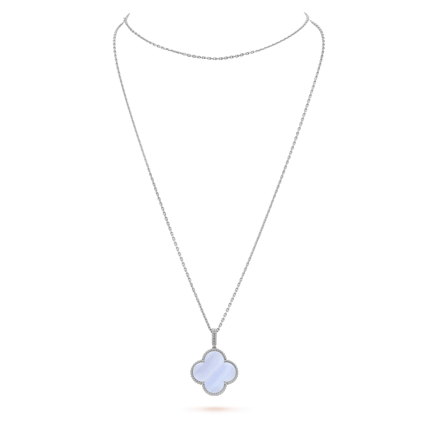 [ECHO ]CLOVER SILVER CHALCEDONY BIG CLOVER NECKLACE