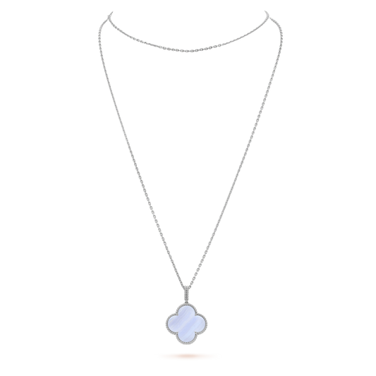 [ECHO ]CLOVER SILVER CHALCEDONY BIG CLOVER NECKLACE