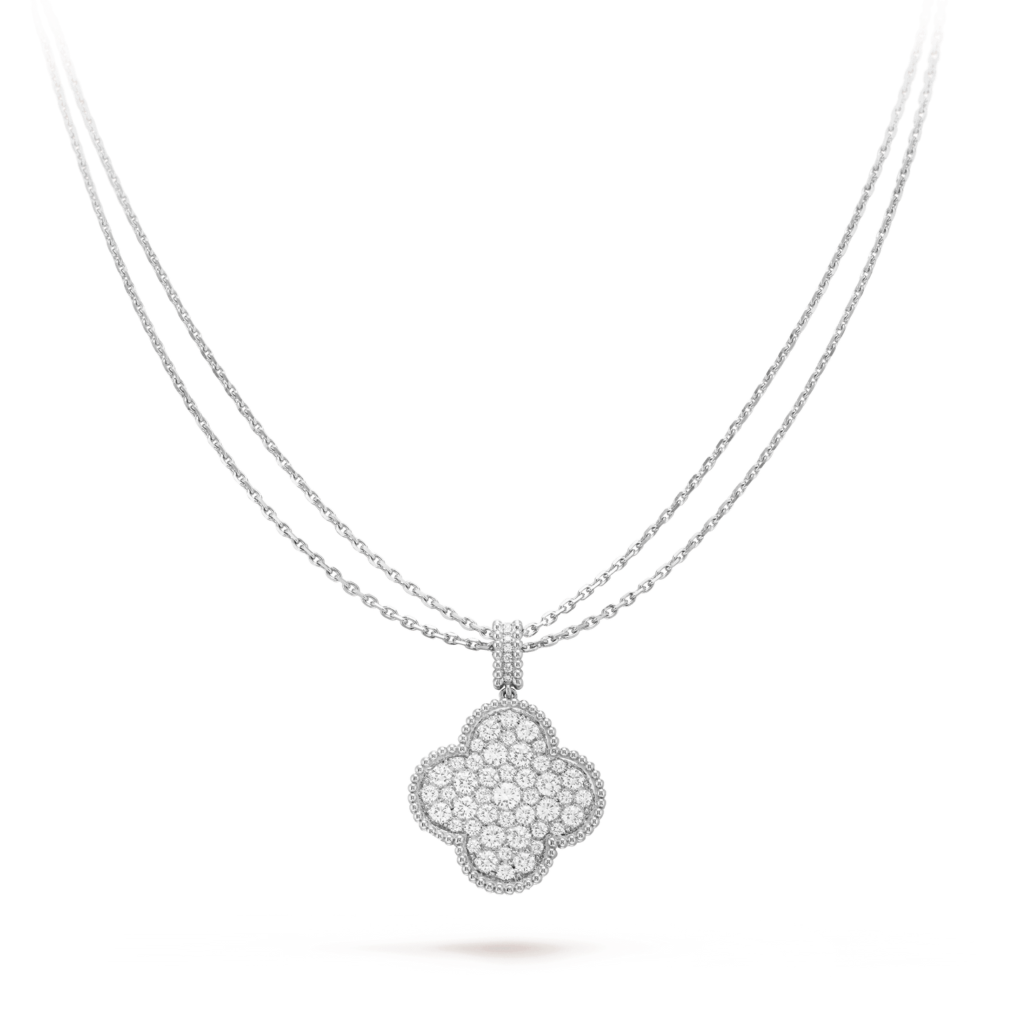 [ECHO ]CLOVER 25MM SILVER FULL DIAMOND BIG CLOVER NECKLACE