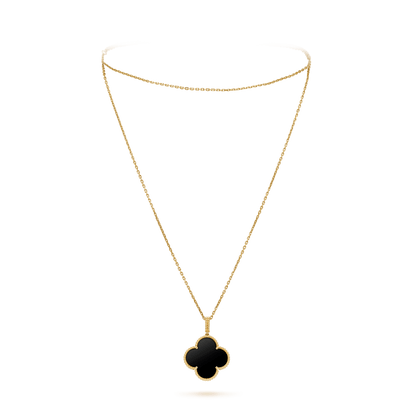 [ECHO ]CLOVER 25MM GOLD ONYX BIG CLOVER NECKLACE