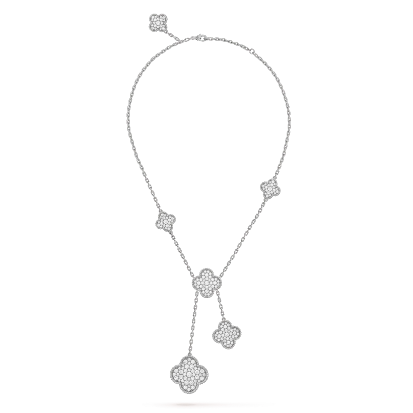[ECHO ]CLOVER 5 MOTIFS SILVER DIAMONDS NECKLACE