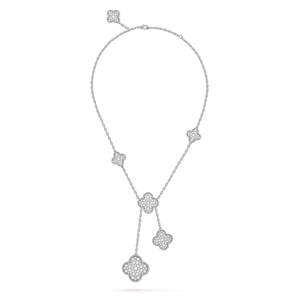[ECHO ]CLOVER 5 MOTIFS SILVER DIAMONDS NECKLACE