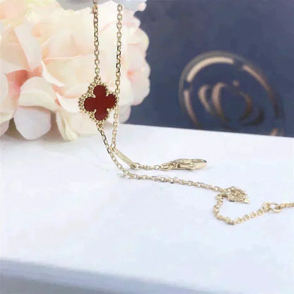 [ECHO ]CLOVER  CARNELIAN SINGLE FLOWER BRACELET