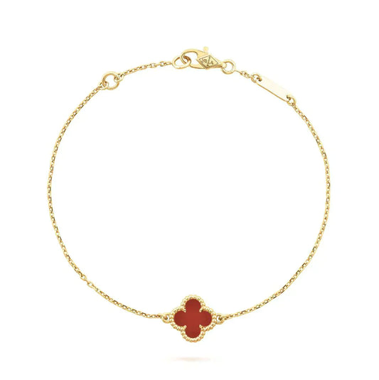 [ECHO ]CLOVER  CARNELIAN SINGLE FLOWER BRACELET