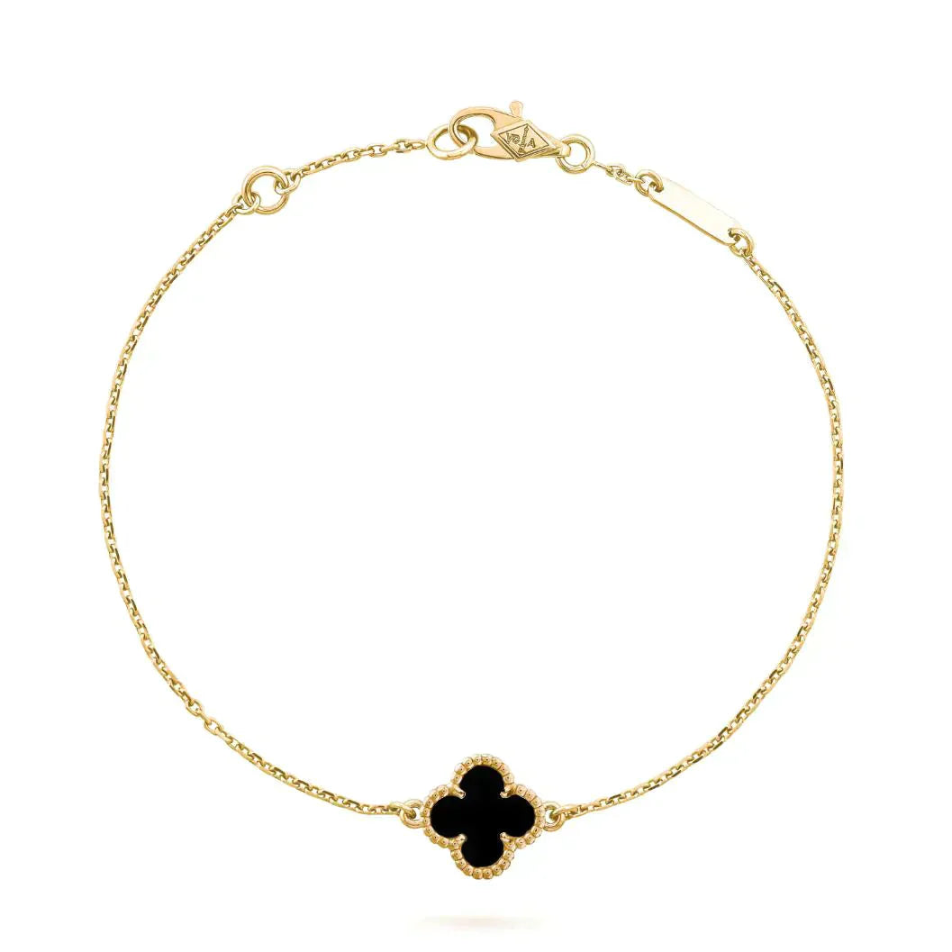 [ECHO ]CLOVER ONYX SINGLE FLOWER BRACELET