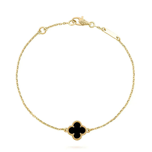 [ECHO ]CLOVER ONYX SINGLE FLOWER BRACELET