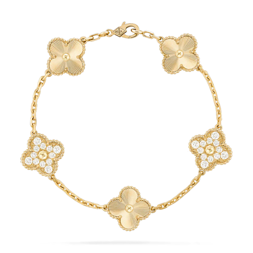 [ECHO ]CLOVER BRACELET 5 MOTIFS GOLD DIAMOND