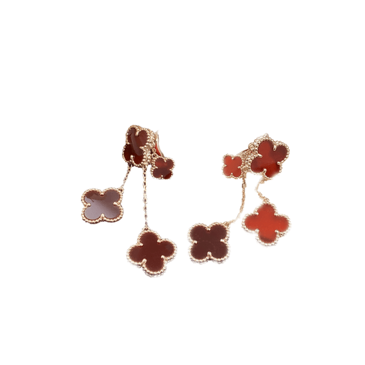 [ECHO ]CLOVER EARRINGS CARNELIAN 4 MOTIFS PINK GOLD