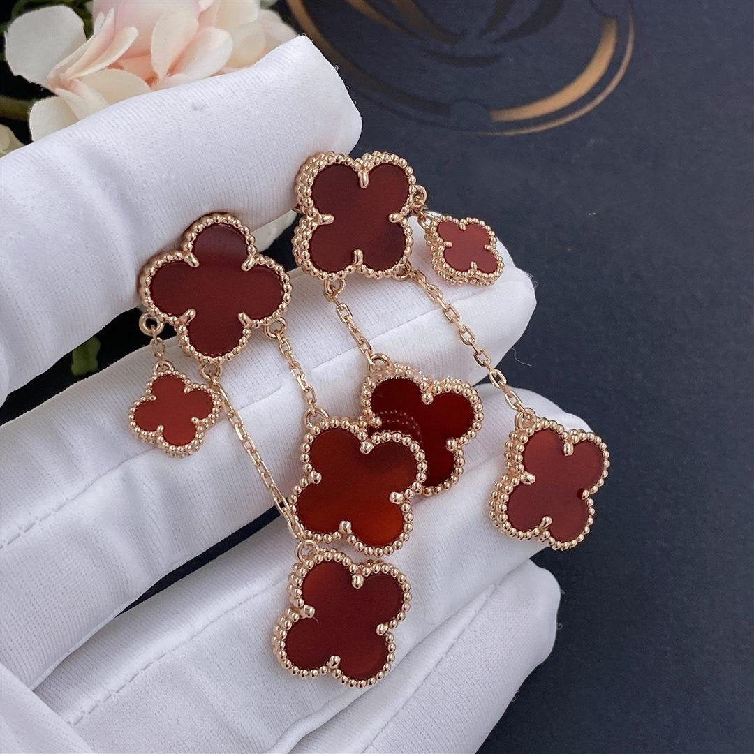 [ECHO ]CLOVER EARRINGS CARNELIAN 4 MOTIFS PINK GOLD