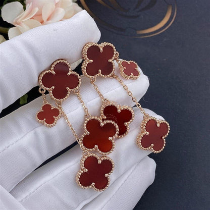 [ECHO ]CLOVER EARRINGS CARNELIAN 4 MOTIFS PINK GOLD
