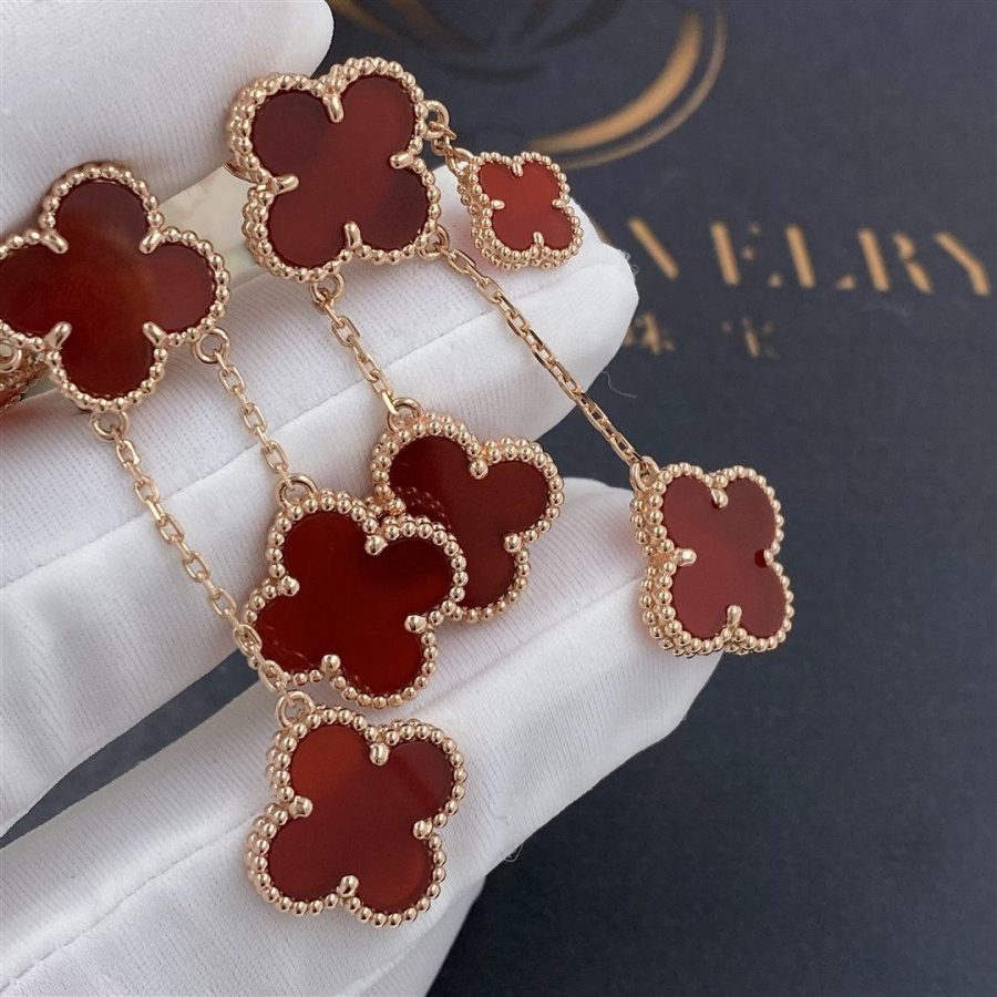 [ECHO ]CLOVER EARRINGS CARNELIAN 4 MOTIFS PINK GOLD
