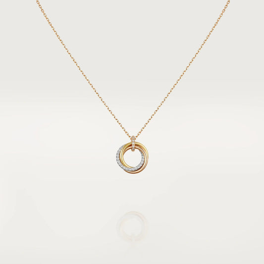 [ECHO ]TRINITY NECKLACE SILVER GOLD PINK GOLD DIAMONDS