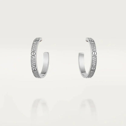 [ECHO ]LOVE DIAMOND SILVER HOOP EARRINGS